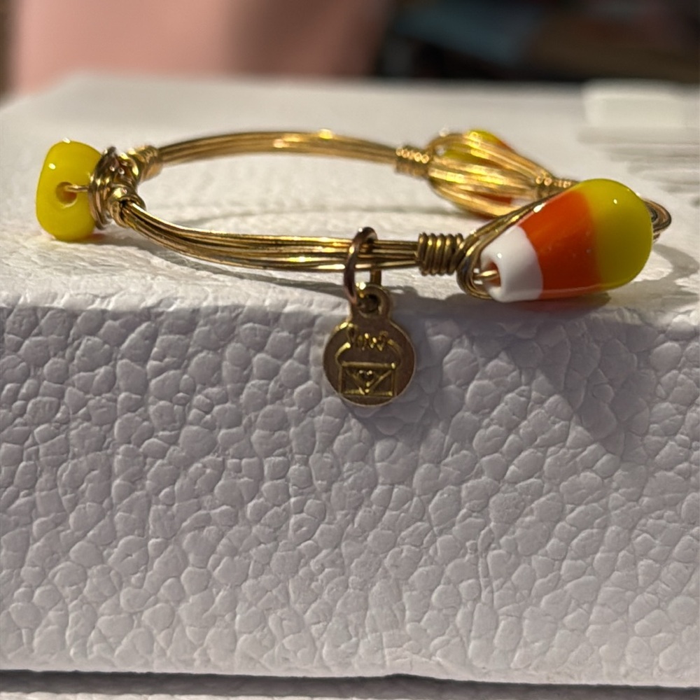 Wire Wrapped Candy Corn Halloween Bracelet